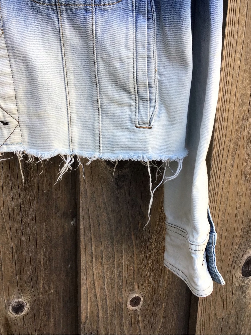 Rag & Bone Jean Cropped Ombre Denim Jacket Womens Medium Blue White Fade - Picture 3 of 11